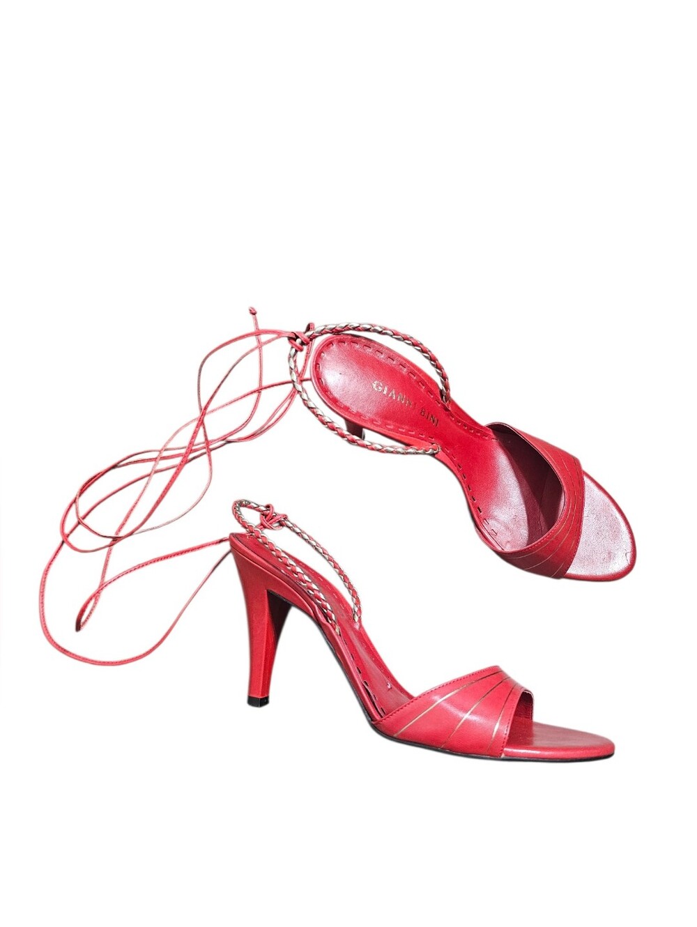 Y2k Vintage Gianni Bini Red Lace-Up High Heel Sandals